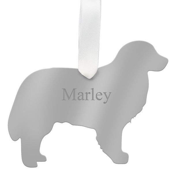 moon and lola bernese mountain dog christmas ornament - silver