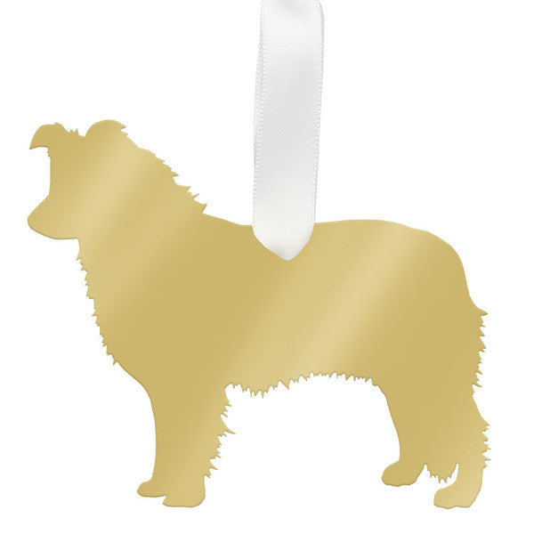moon and lola border collie christmas ornament - silver