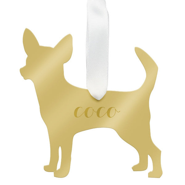 moon and lola chihuahua christmas ornament - gold