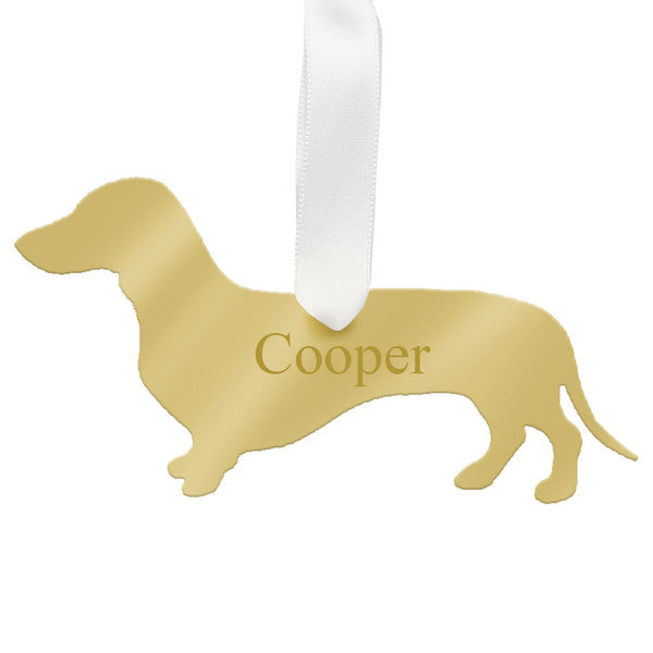 moon and lola dachshund christmas ornament - silver
