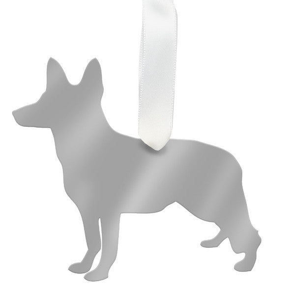 moon and lola german shepherd christmas ornament -gold