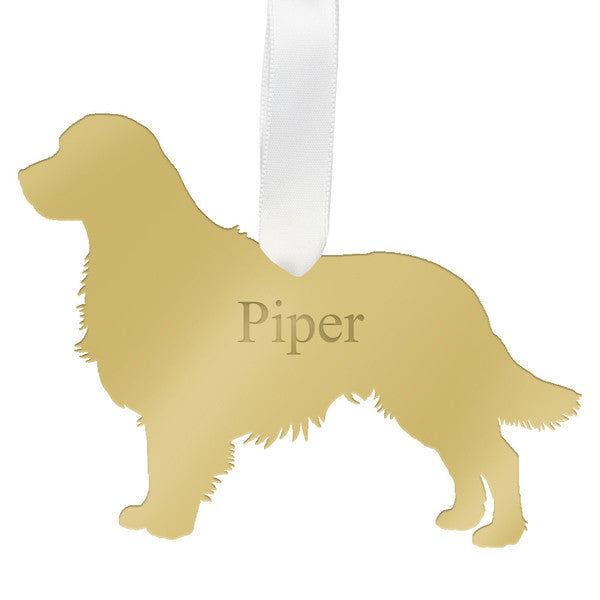 moon and lola golden retriever christmas ornament - gold