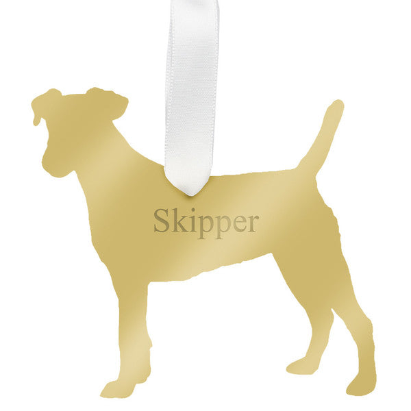 moon and lola jack russell terrier christmas ornament - silver