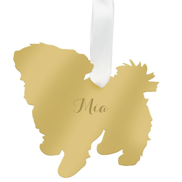 moon and lola maltese christmas ornament - gold