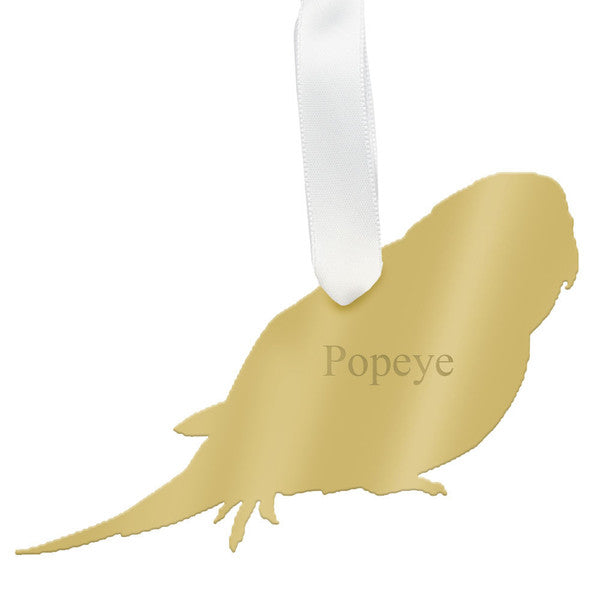 moon and lola parakeet christmas ornament - silver