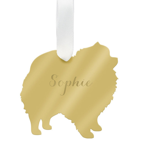 moon and lola pomeranian christmas ornament - gold
