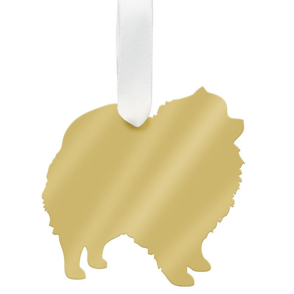 moon and lola pomeranian christmas ornament - silver