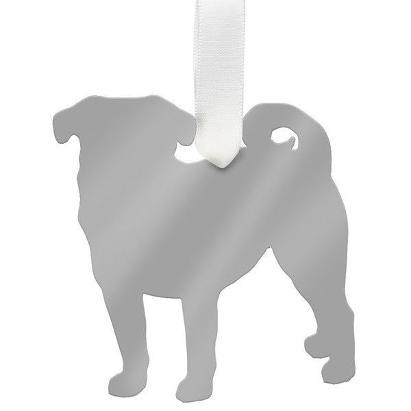 moon and lola pug christmas ornament - gold