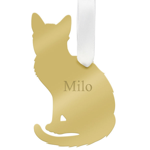 moon and lola short haired cat ornament - silver