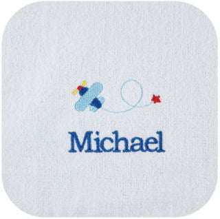 personalized baby bib and burp cloth - airplanes