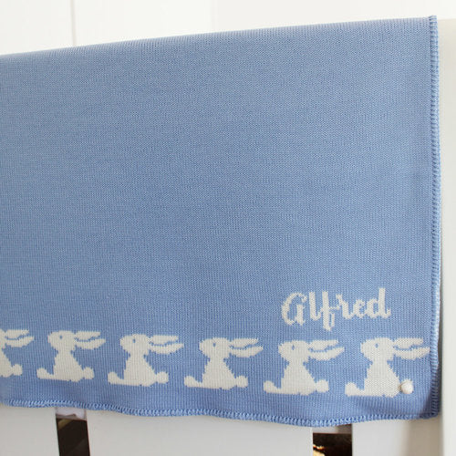 personalized baby boy bunny blanket