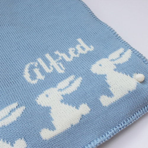 personalized baby boy bunny blanket