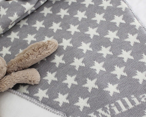personalized baby boy stars blanket