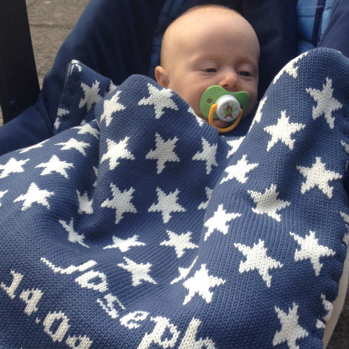 personalized baby boy stars blanket