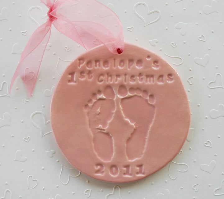 personalized baby's first christmas footprint ornament