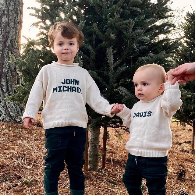 personalized two name baby sweater