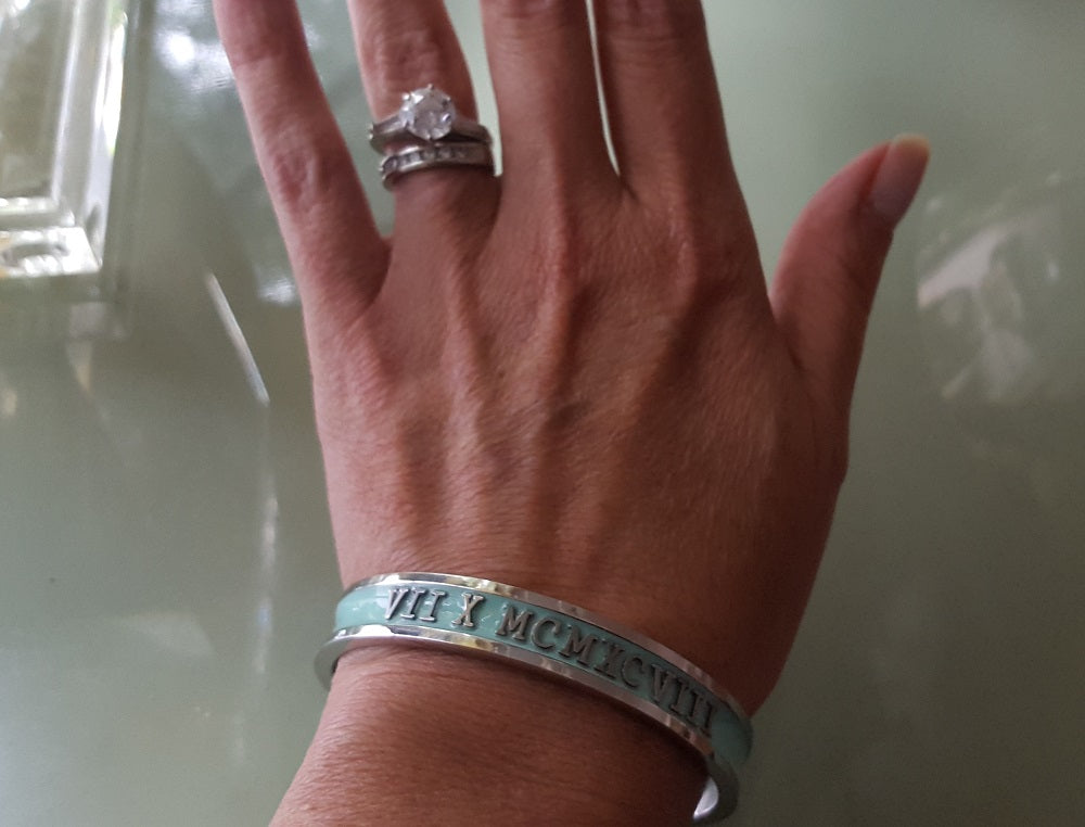 personalized bangle with roman numerals