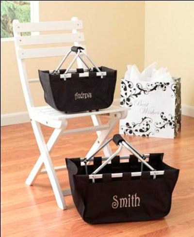 personalized black mini market carry all tote