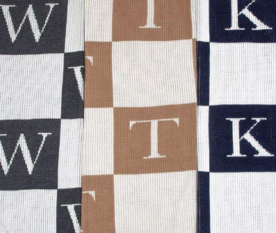 personalized blanket with colorblock initials