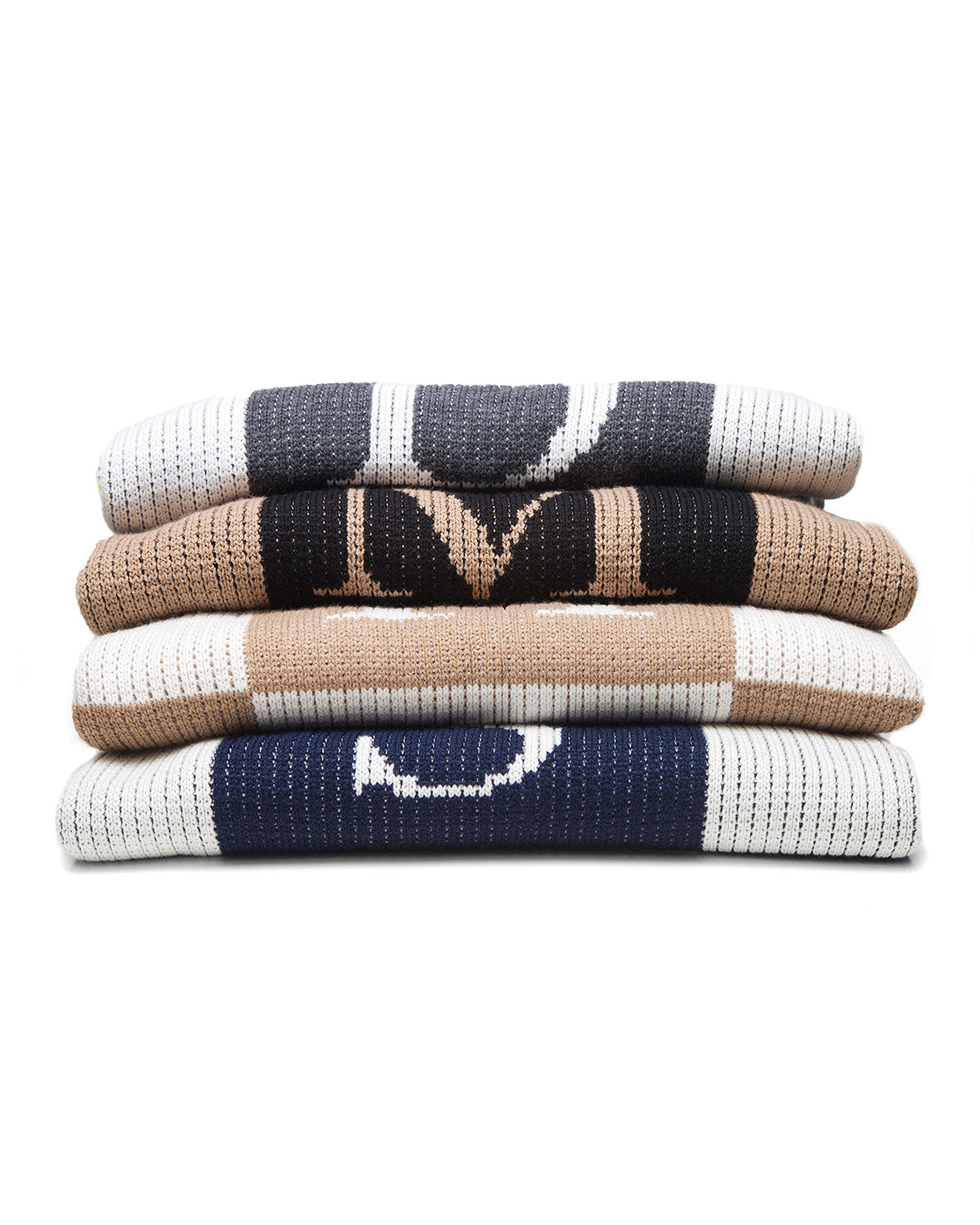 personalized blanket with colorblock initials