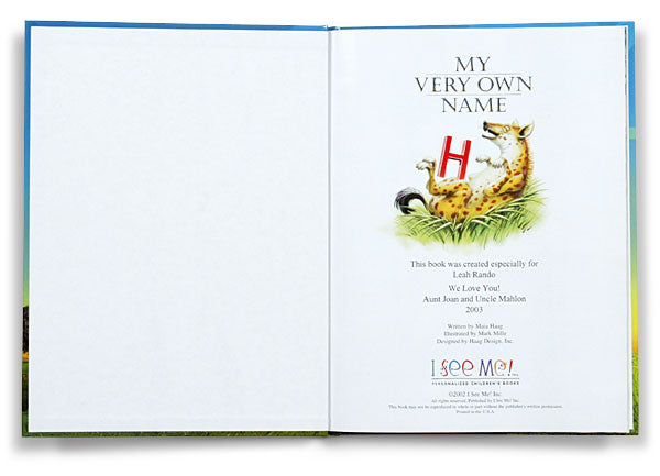 personalized child's book - my very own name