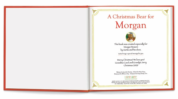 personalized christmas book & plush bear gift set