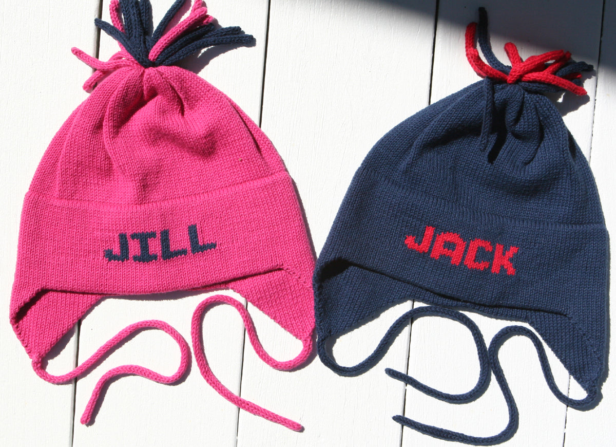 personalized cotton ear flap hat (solid) - multiple colors available