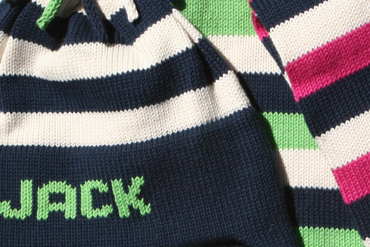 personalized cotton earflap hat (stripe) - multiple colors available