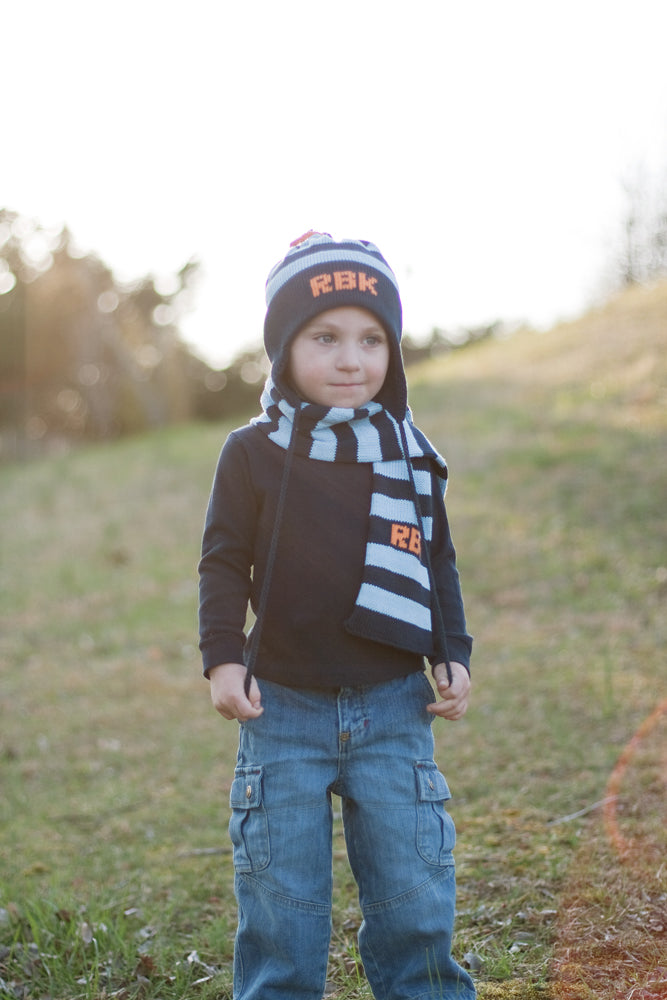 personalized cotton earflap hat (stripe) - multiple colors available