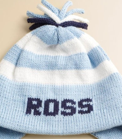 personalized cotton earflap hat (stripe) - multiple colors available