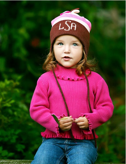 personalized ear flap hat (multi stripe)