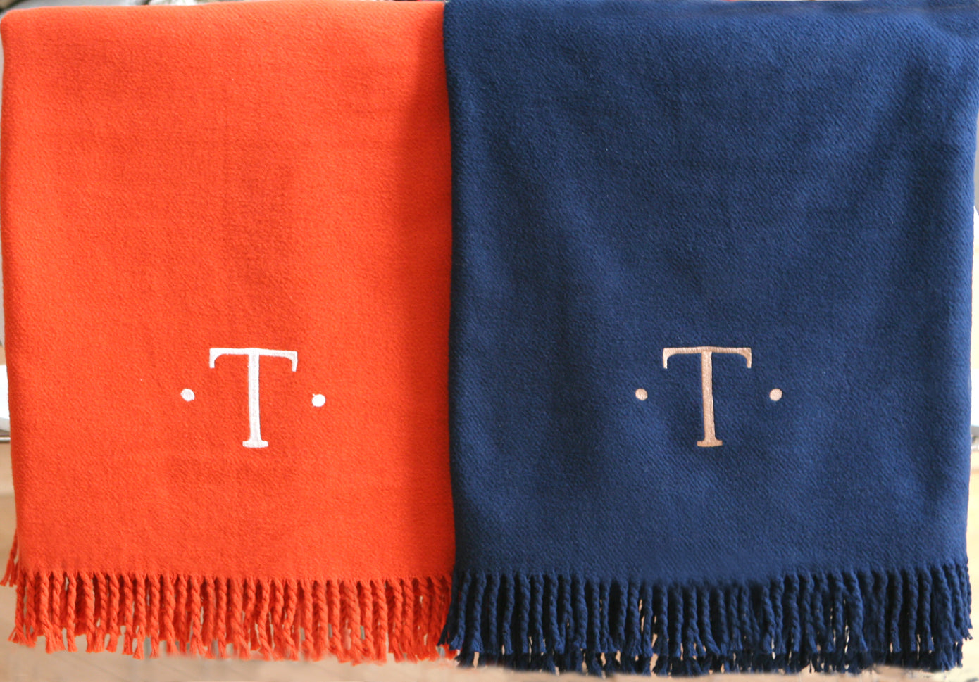 personalized solid fringed throw blanket (several colors available)