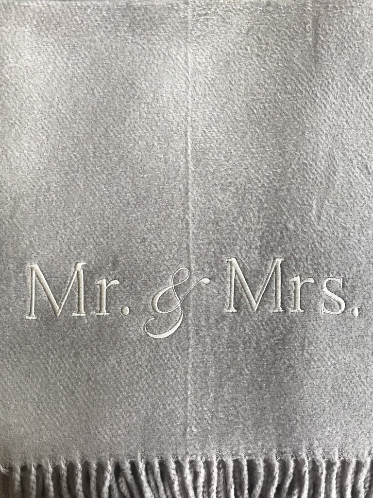 personalized solid fringed throw blanket (several colors available)