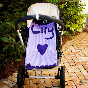personalized full blanket with name and heart and scalloped edge