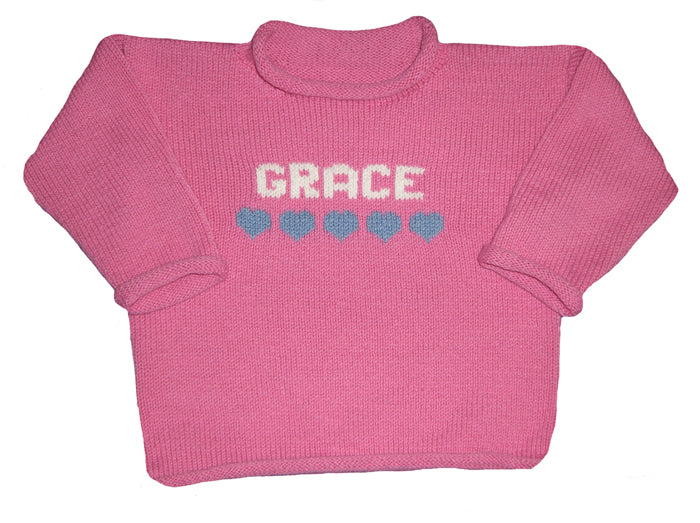 personalized girls hearts sweater