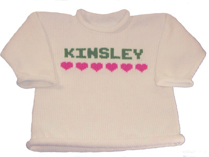 personalized girls hearts sweater