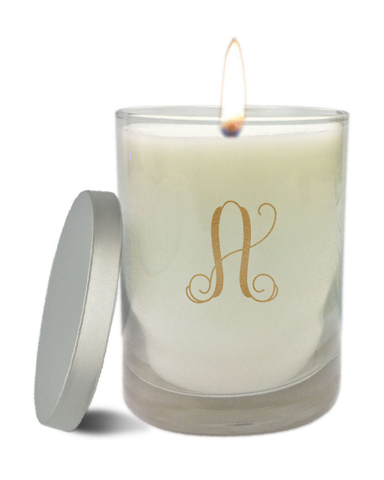 personalized glass soy candle