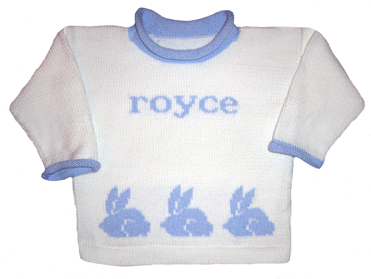 personalized knit bunny sweater