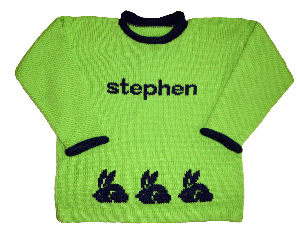 personalized knit bunny sweater