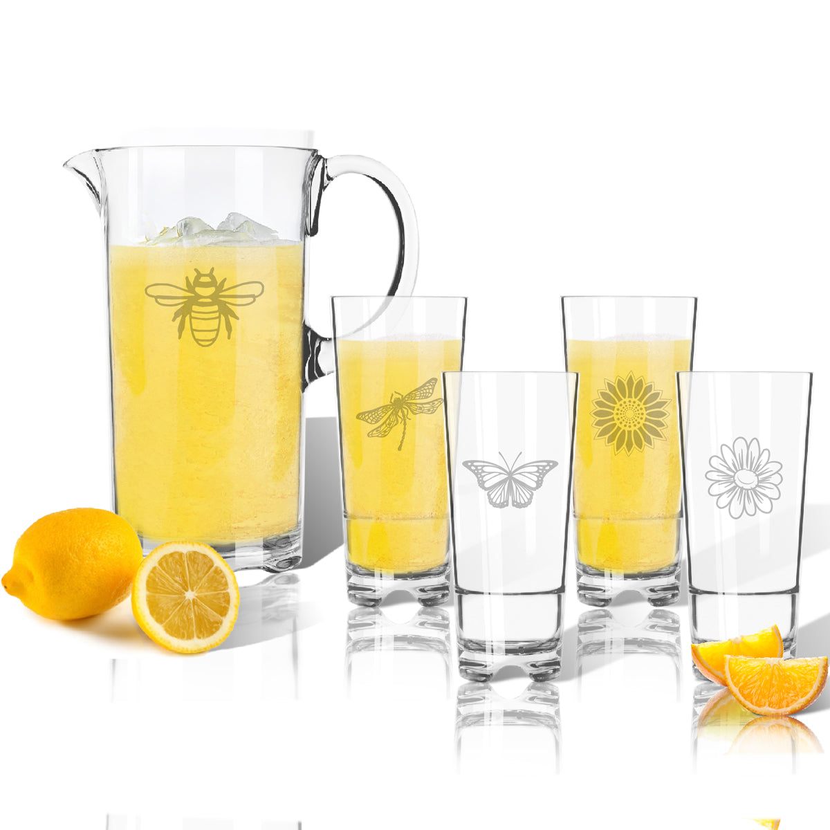 Personalized Pitcher and High Ball Glasses 16 oz (Set of 4) (unbreakable)