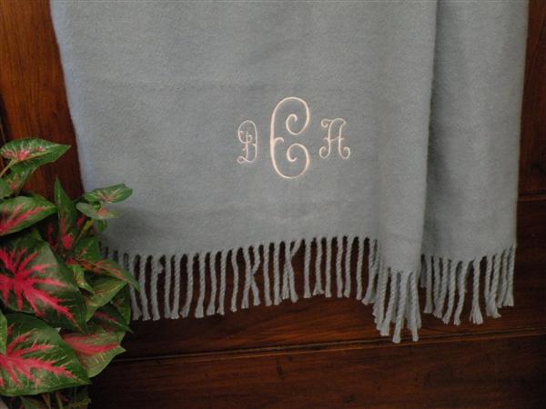 personalized solid fringed throw blanket (several colors available)