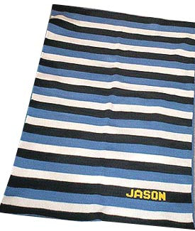 personalized striped knit blanket with name