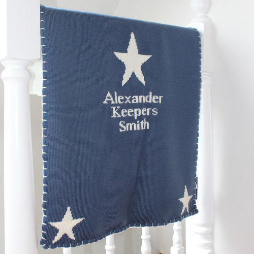 personalized triple stars baby blanket