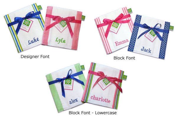 pink and green flower burp cloth set