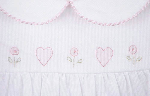pique bubble with hearts embroidery