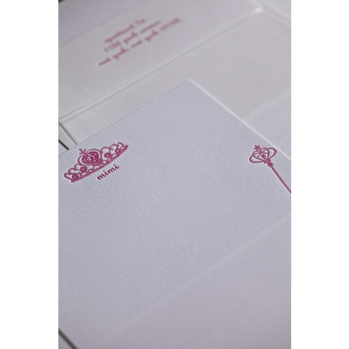 princess crown baby stationery