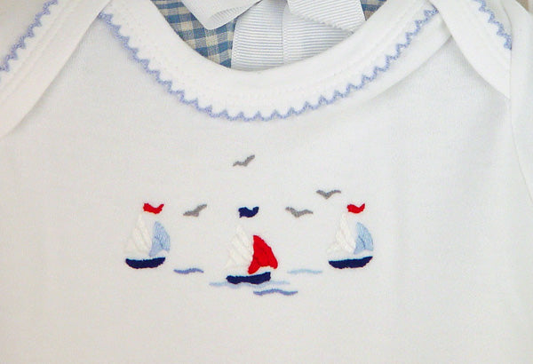 sailing away premium embroidered layette set by gordonsbury
