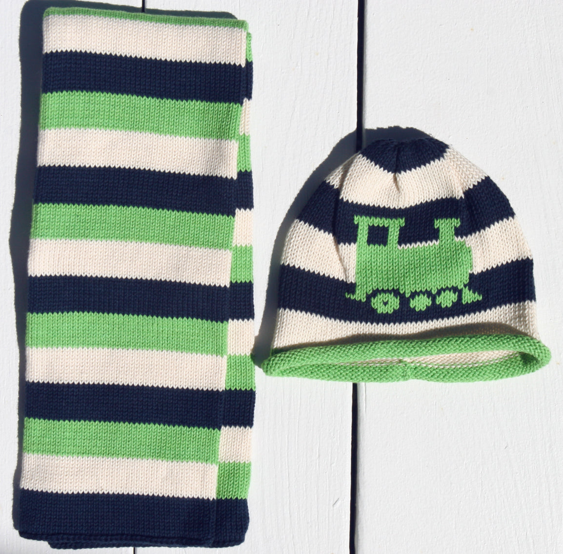 stripe beanie and scarf set