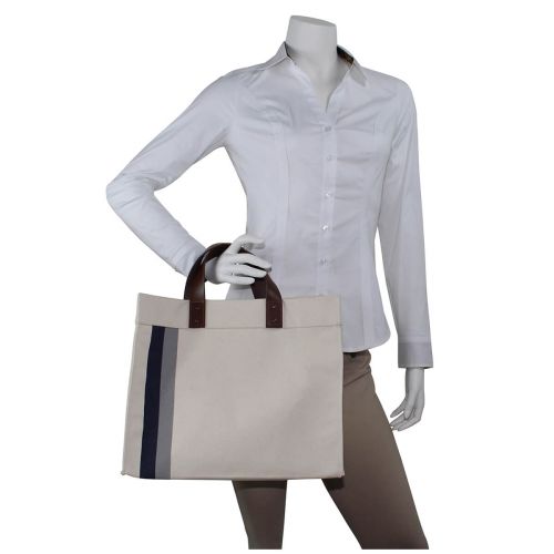 striped tote navy & gray