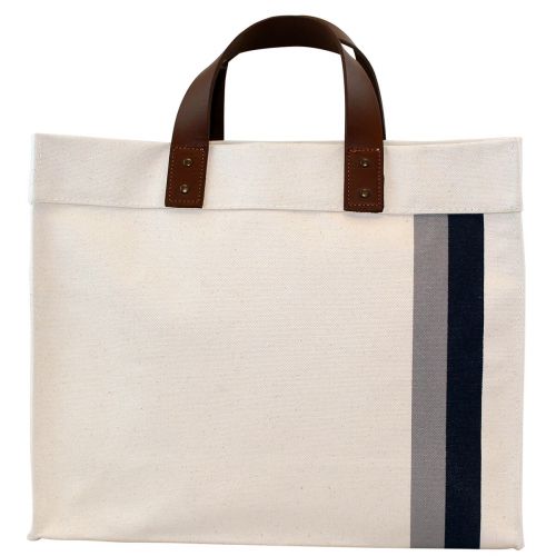striped tote navy & gray